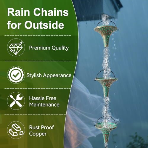 Patina Rain Chain for Gutters (Patina Funnel)