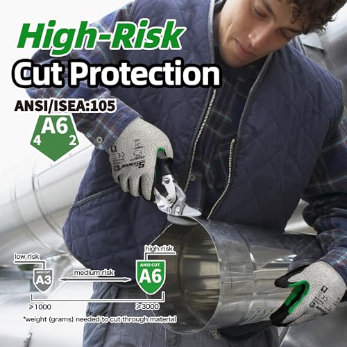 12 Pairs A6 Cut Resistant Work Gloves (Black Nitrile A6 / Large)