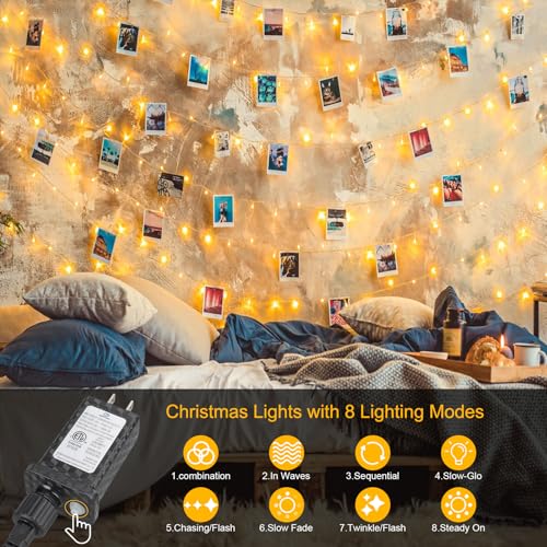 100FT 300 LED Christmas Lights Plug in (Warm White / 100FT 300LED)