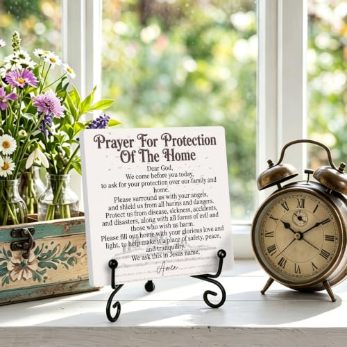 Christian Gifts Prayer Plaque for Home Book Shelf Table Decor 6.3x6.3 In 02 (Multicolor 1727 / Wooden sign with iron frame（6.3 x 6.3 inches）)