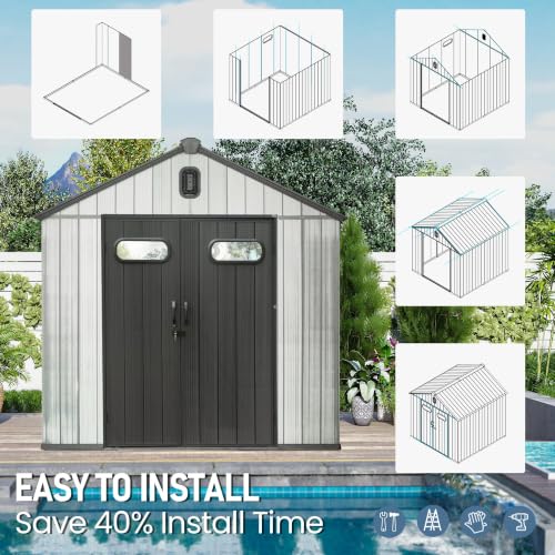 Domi 8x8 FT Resin Outdoor Storage Shed (8x8FT)