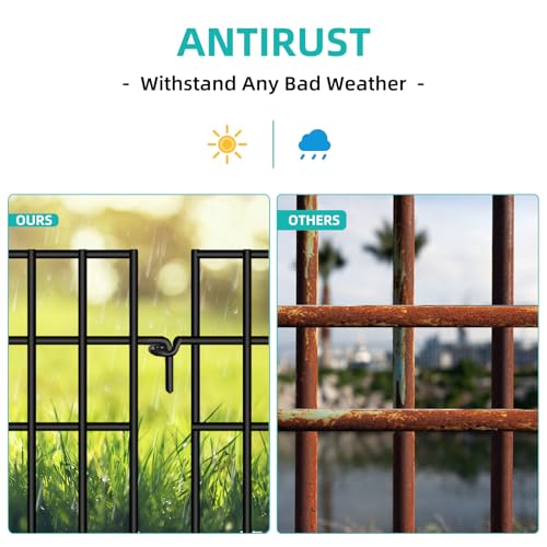 46 Panels Animal Barrier Fence (46 Panels-65.2ft(L)x13in(H) / Black)