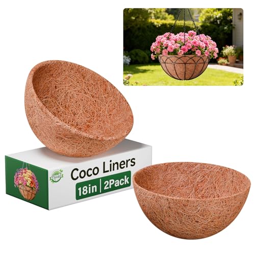 2 Pack 18 Inch Coconut Liners for Hanging Baskets Replacement (18inch)