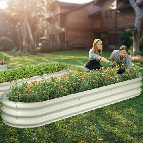 Raised Garden Bed Kit (Pearl White / 8×2×1 ft)