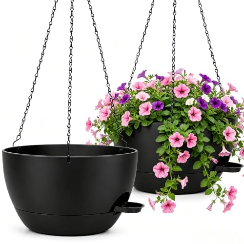 2 Pack 10 Inch Self Watering Hanging Planters for Indoor Plants (2 Count)