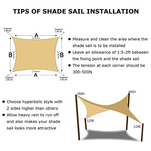 13'x20' Sun Shade Sail Sand Curved Rectangle (Sand / 1 3' X 2 0')
