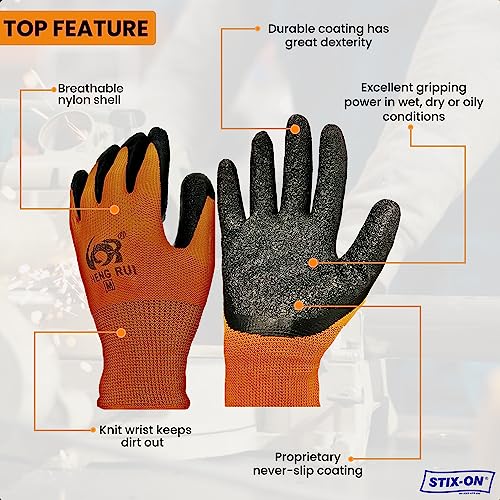 20 Pairs Orange Small Work Gloves (Small (Pack of 20 Pairs) / Orange)