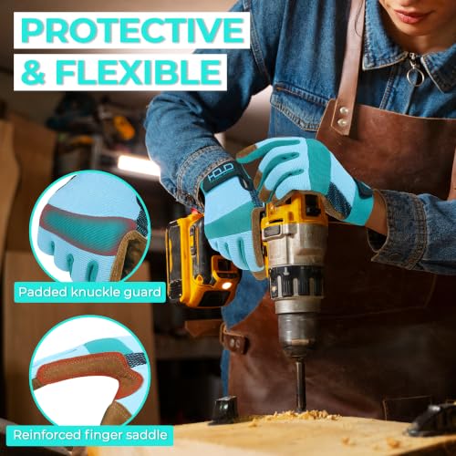 Work Gloves for Women (Small (Pack of 1) / Coffee-blue)