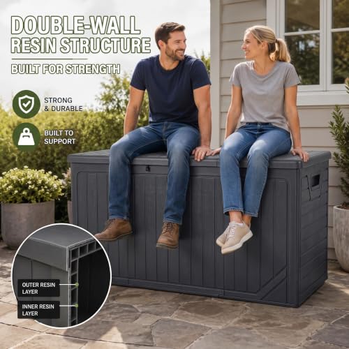 300 Gallon Outdoor Deck Box (Black / 300 Gal(Resin))