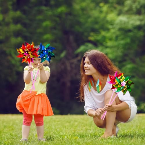 200 Pieces Plastic Rainbow Windmill Party Pinwheels DIY Pinwheel