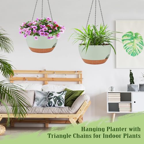 Self Watering Hanging Planters 2 Pcs (Green / 12 Inch)