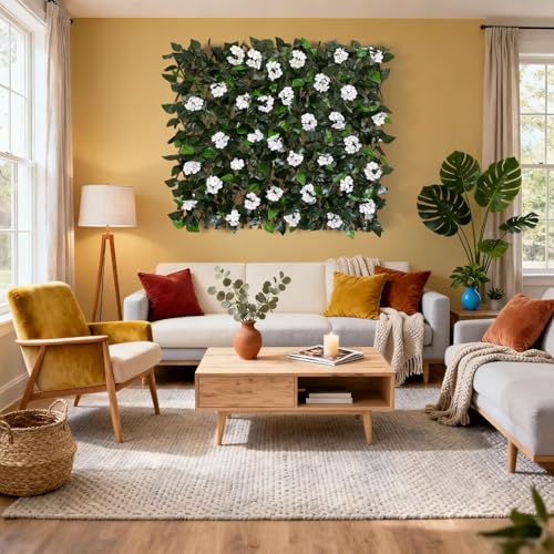 Expandable Fence Privacy Screen for Balcony Patio Outdoor (WHITE FLOWER)