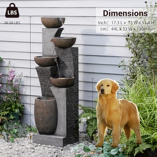 Patio Water Fountain Outdoor 51.6 Inch Tall 5 (Dark Gray-51.6''h)