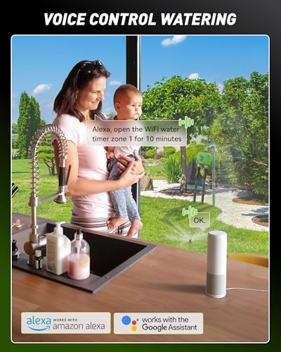 WiFi Water Timer for Garden Hose (Brass Outlet Timer with WiFi Hub / Lime Green)
