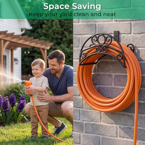 Garden Hose Holder Wall Mount (Deep Black / Standard)
