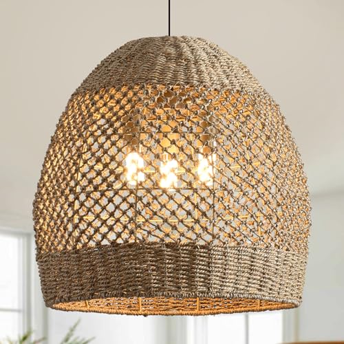 19.7in Boho Rattan Chandelier 3 (3-Light 19.7 inch)