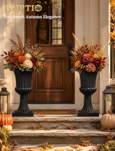 Urn Planters for Front Porch (Black / 2 Pieces-19.7 Inch)