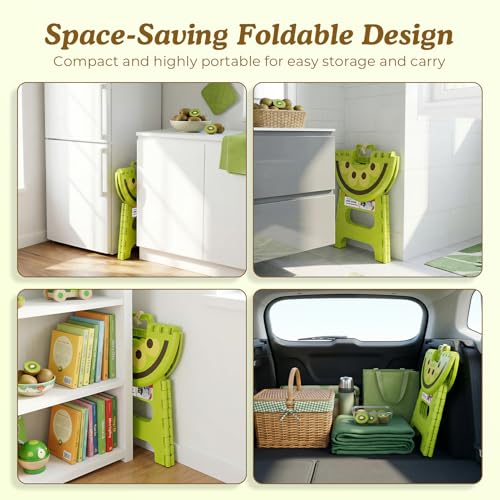9 Inch Cute Folding Step Stool for Kids (Kiwi Green / 9 Inch( Pack of 1))