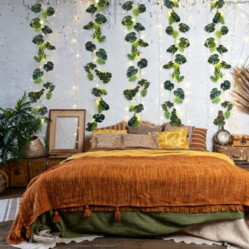 Monstera Leaves String Light 1P 20LED Battery Operated Tropical Ivy (Green Plam)