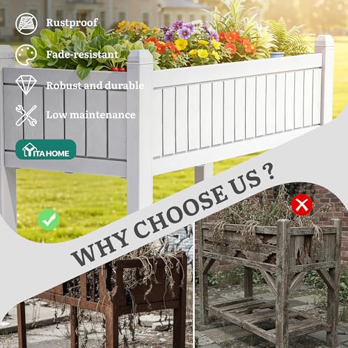 Raised Garden Bed 42.5x17.3x35.4 in (43x18x35in / White)