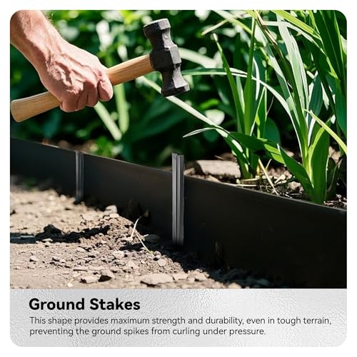 Galvanized Steel Landscape Edging 6" x25' Metal Garden Edging Roll Flexible Bender Border with 8Pcs Stakes for Lawn