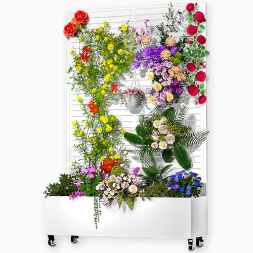 Metal Planter Box with Trellis (White-Louvered / With Planter Box)