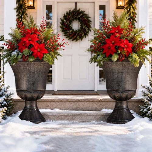 22" Tall Urn Planters Set of 2 Large Flower Pots (22"-antique Bronze)