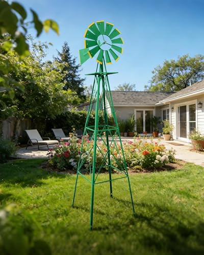 8FT Windmill for Yard Garden Decoration (Green)