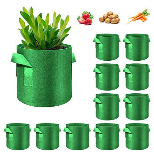 12 Pack 15 Gallon Plant Grow Bags (15 Gallon / Green)