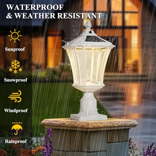 Outdoor Solar Post Lights with Pier Mount Base (L-1-WH)