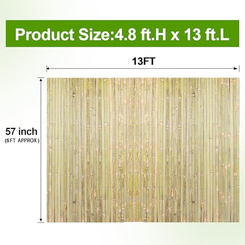 Bamboo Slat Fence 57in H x 13ft L (4.8 ft H x 13 ft L)