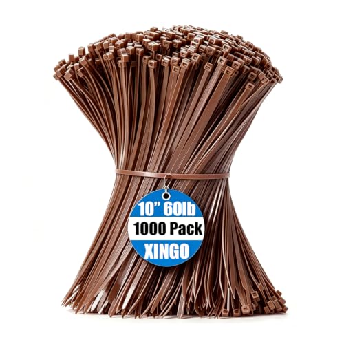 1000 PCS PCS Brown Zip Ties 10 Inch (10 Inch(60 lbs, 1000 pcs) / Brown)
