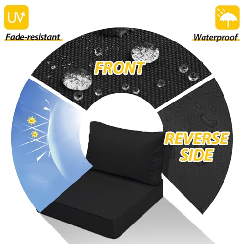 Outdoor Chair Cushions (Charcoal Black / 24"x24"x5" / 24"x13.5")