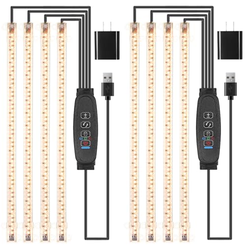 13 Inches Plant Growing Lamp Strips (Black Cabel 3500K / 4 Head 2 Pack)