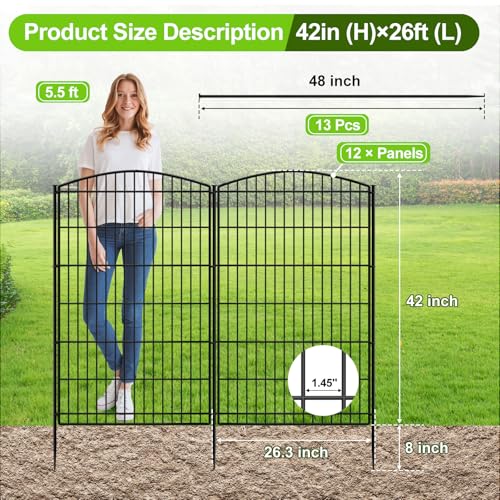 Decorative Garden Fence 12 Panels 26ft (12 Panels 26ft(L)-42"(H) - Without Gate)
