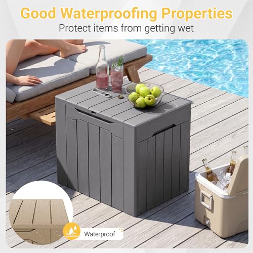 33 Gallon Resin Deck Box All Weather Outdoor Storage Boxes (Gray / 33 Gallon)