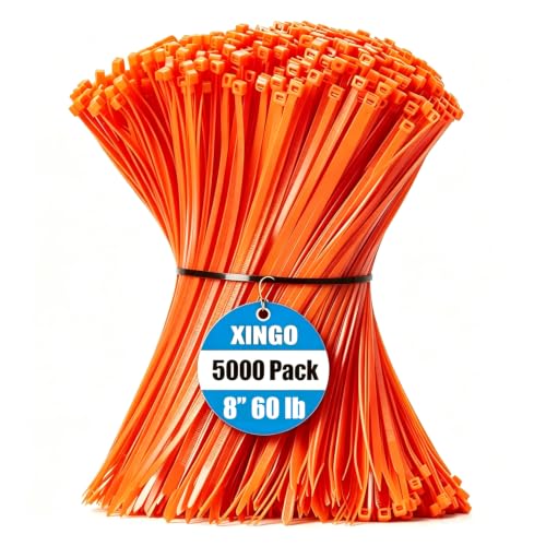 5000 PCS Orange Zip Ties 8 Inch (8 Inch(60 lbs, 5000 pcs) / Orange)