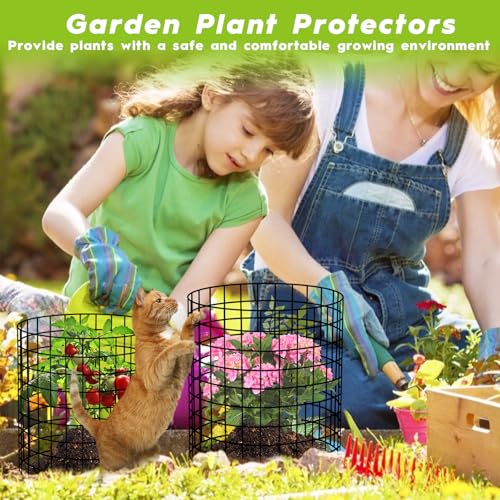 10 Pack Plant Protectors from Animals Wire Plant Protector Cage to Keep Animals Out with Zip Ties & Stakes