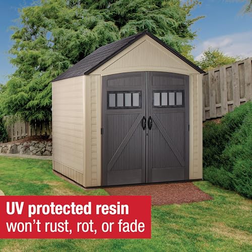 Resin Outdoor Storage Shed (7'x7' / Light Brown)