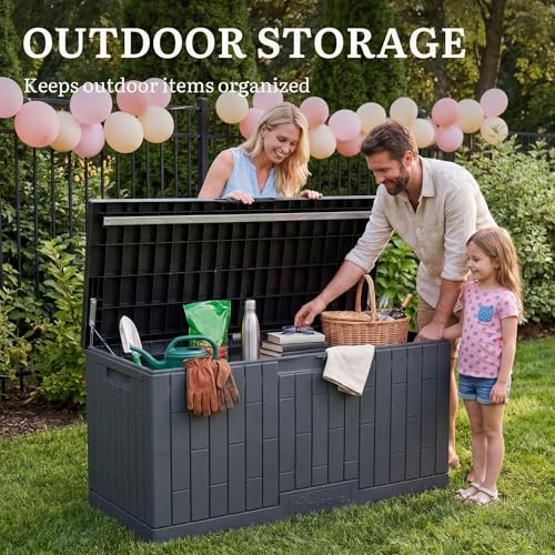 120 Gallon Outdoor Storage Deck Box (Deck Box / 120 Gallon / Dark Gray)