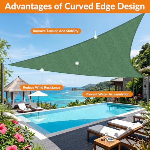 16'X29' Sun Shade Sail Dark Green Curved Square Customizable (Dark Green / 16'X29' custom)