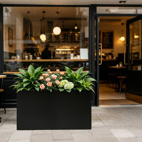 Tall Metal Planter 38" L x 12" W x 30" H (Black / 38”L x 12”W x 30”H)