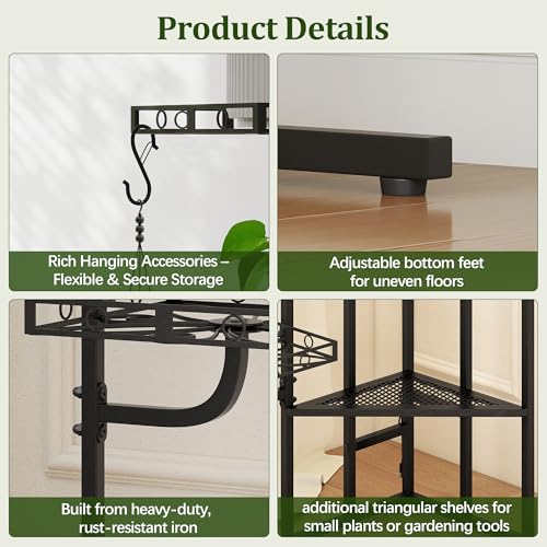 58" Tall Plant Stand Indoor (Black / 10-Tier)