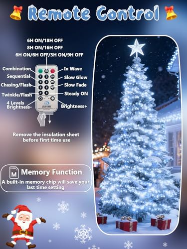 Christmas Cluster Lights 25FT 500 LED String Lights with Remote Cool White (Cool White / 500LED)