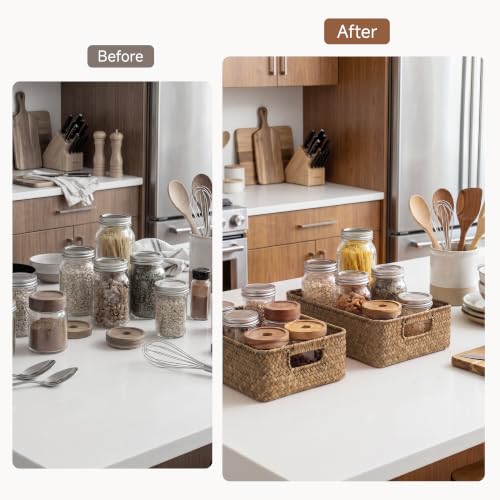 Wicker Baskets for Storage (Natural (Seagrass) / 2x 11¼"L x 7½"W x 3½"H)