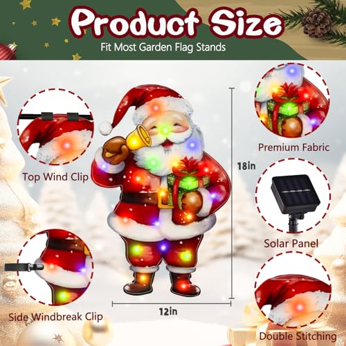 12x18 Lighted Christmas Santa Garden Flag (Santa-Colorful-12x18 / 12×18inch)