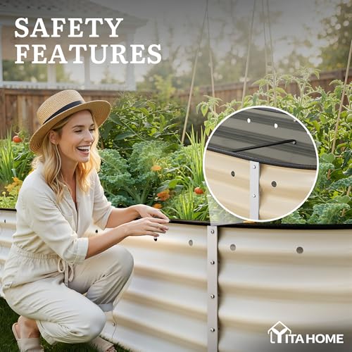 8x2x1.5ft Galvanized Oval Raised Garden Bed (8x2x1.5ft / Cream Yellow)