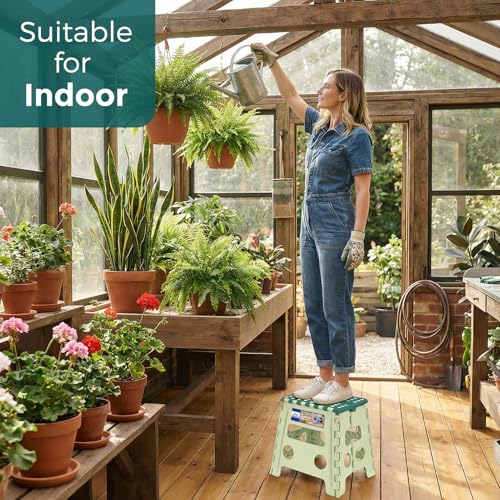13 Inch Folding Step Stool (Bicolor Green / 13 Inch)