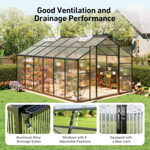 10x12 FT Greenhouse with Hygrometer (10x12 FT with thermometers)