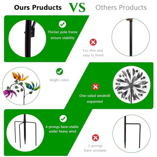 24" Large Flower Wind Spinner Outdoor with Metal Stake for Garden (24-Flower)